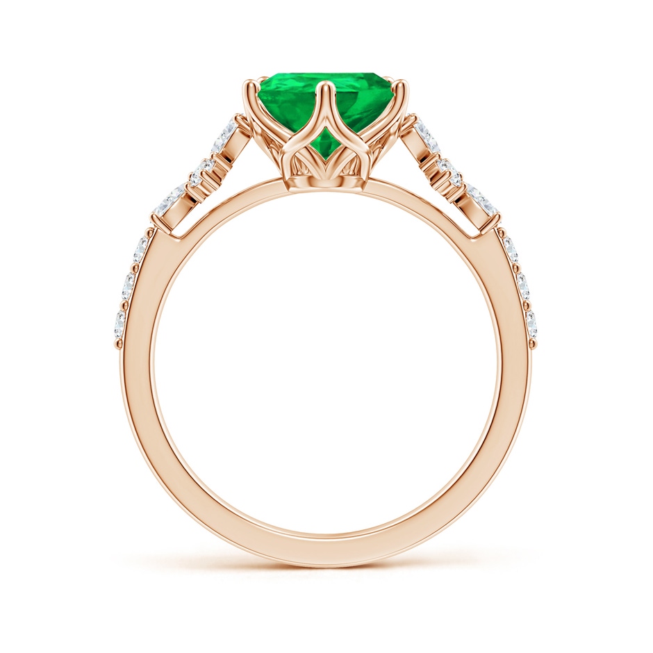 10x8mm AAA Pear-Shaped Emerald Side Stone Engagement Ring with Accents in 18K Rose Gold side 199