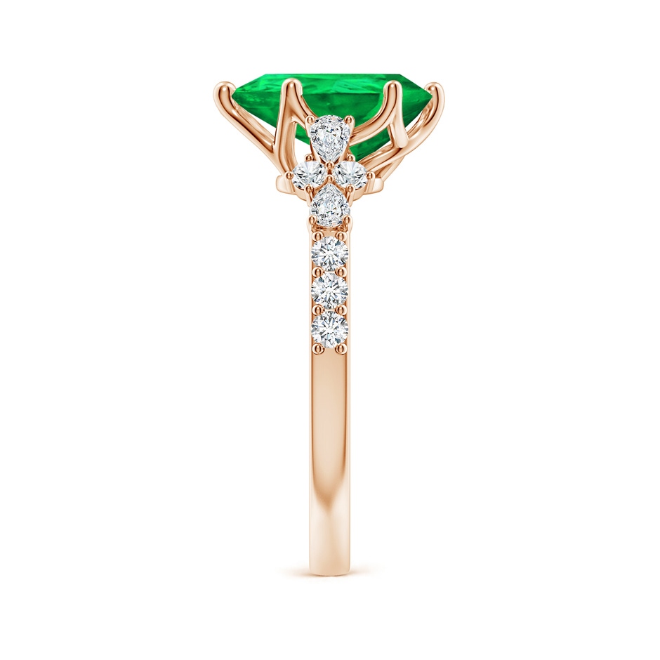10x8mm AAA Pear-Shaped Emerald Side Stone Engagement Ring with Accents in 18K Rose Gold side 299