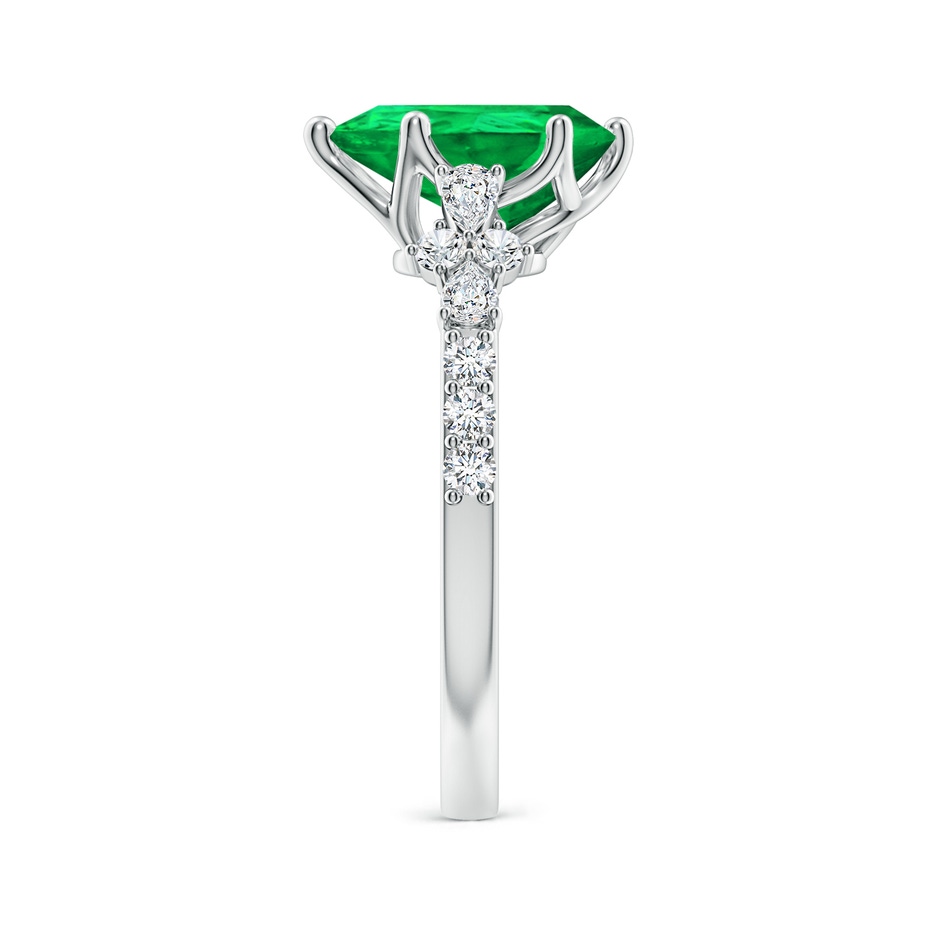 10x8mm AAA Pear-Shaped Emerald Side Stone Engagement Ring with Accents in White Gold side 299