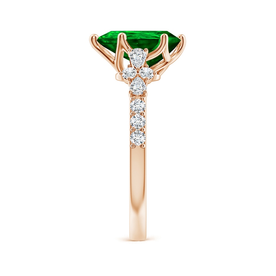 10x8mm AAAA Pear-Shaped Emerald Side Stone Engagement Ring with Accents in 18K Rose Gold side 299