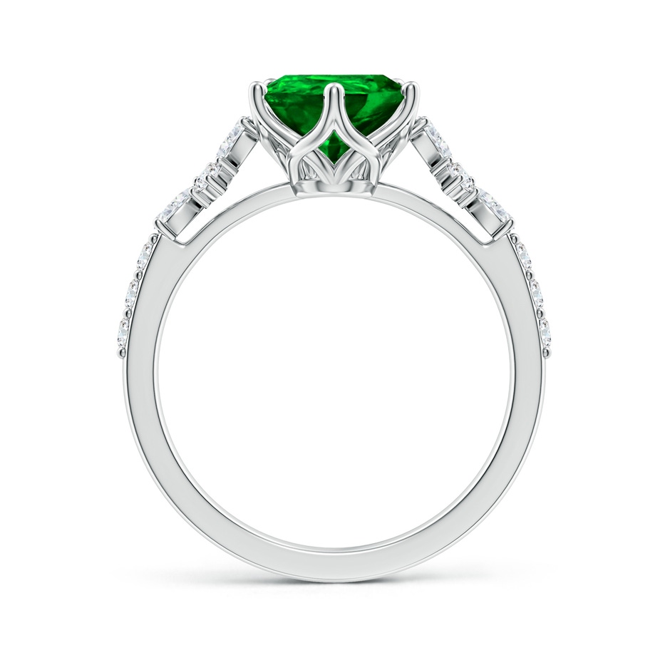 10x8mm AAAA Pear-Shaped Emerald Side Stone Engagement Ring with Accents in P950 Platinum side 199