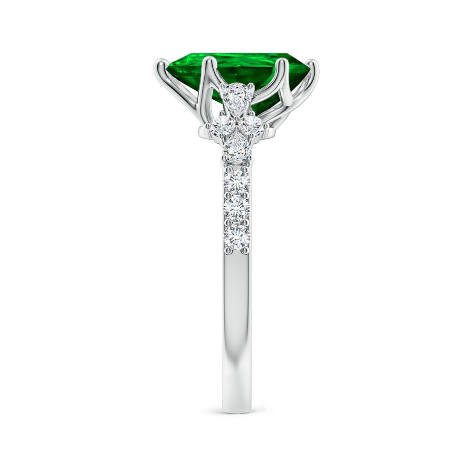 10x8mm AAAA Pear-Shaped Emerald Side Stone Engagement Ring with Accents in P950 Platinum side 299
