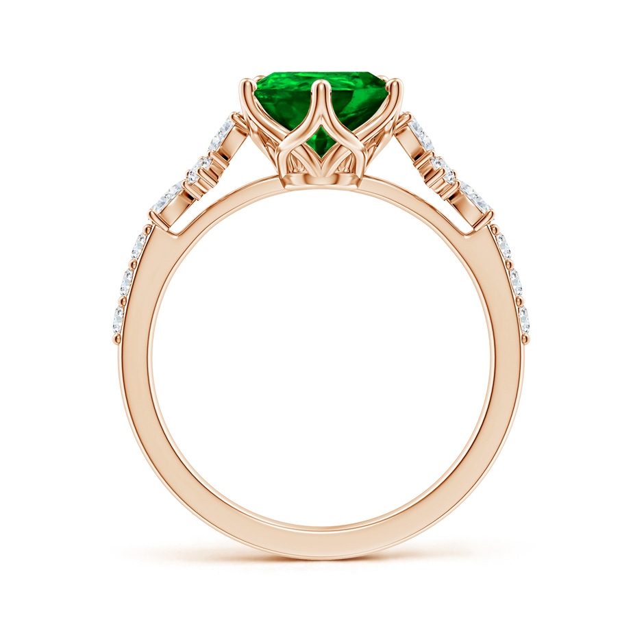 10x8mm AAAA Pear-Shaped Emerald Side Stone Engagement Ring with Accents in Rose Gold side 199