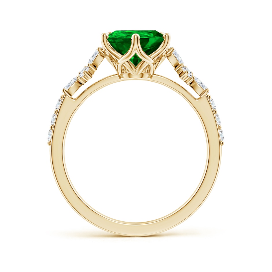 10x8mm AAAA Pear-Shaped Emerald Side Stone Engagement Ring with Accents in Yellow Gold side 199