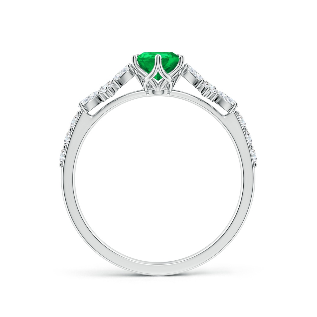 7x5mm AAA Pear-Shaped Emerald Side Stone Engagement Ring with Accents in P950 Platinum - side 199