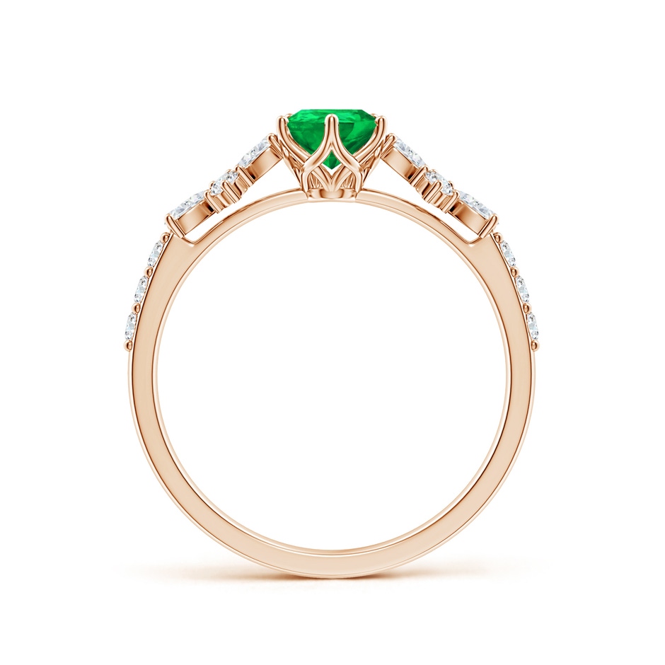 7x5mm AAA Pear-Shaped Emerald Side Stone Engagement Ring with Accents in Rose Gold side 199