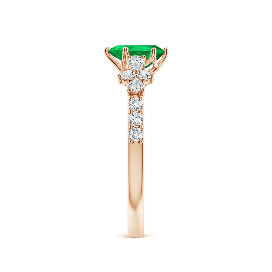 7x5mm AAA Pear-Shaped Emerald Side Stone Engagement Ring with Accents in Rose Gold side 299