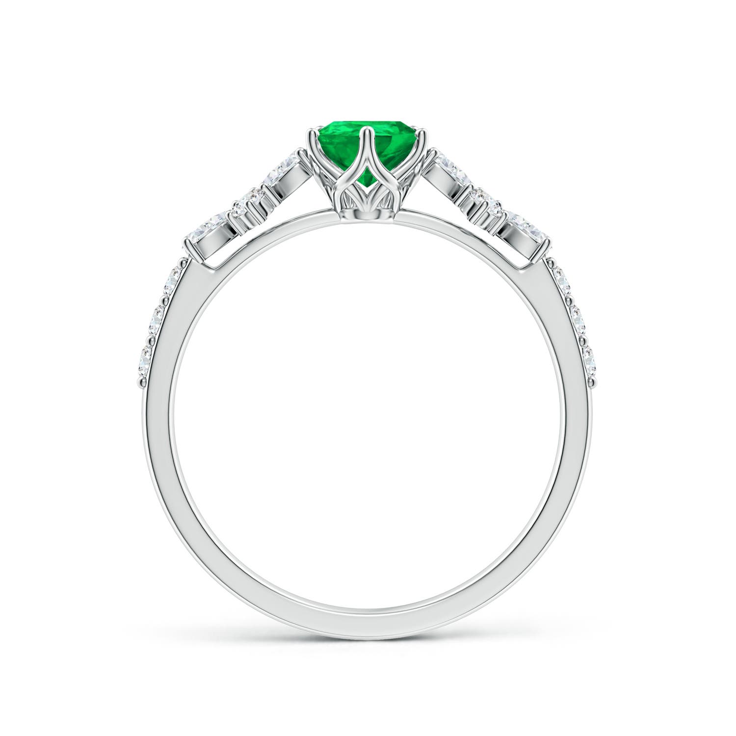 7x5mm AAA Pear-Shaped Emerald Side Stone Engagement Ring with Accents in White Gold