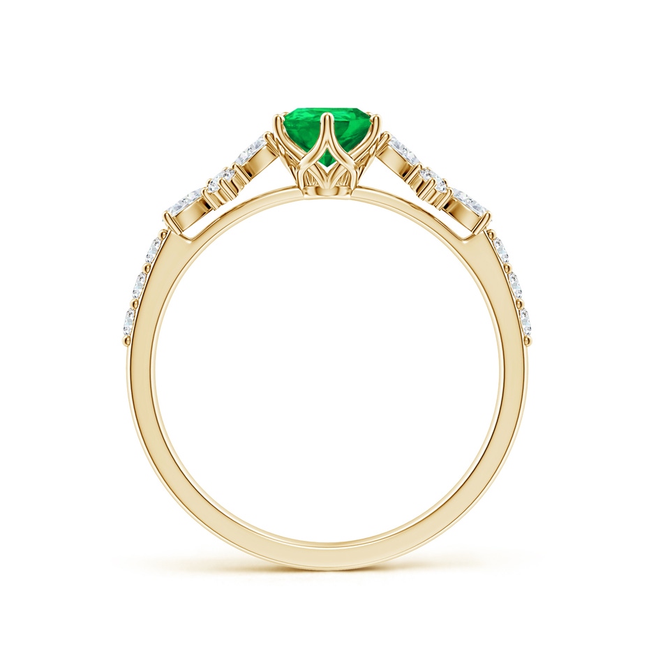 7x5mm AAA Pear-Shaped Emerald Side Stone Engagement Ring with Accents in Yellow Gold side 199