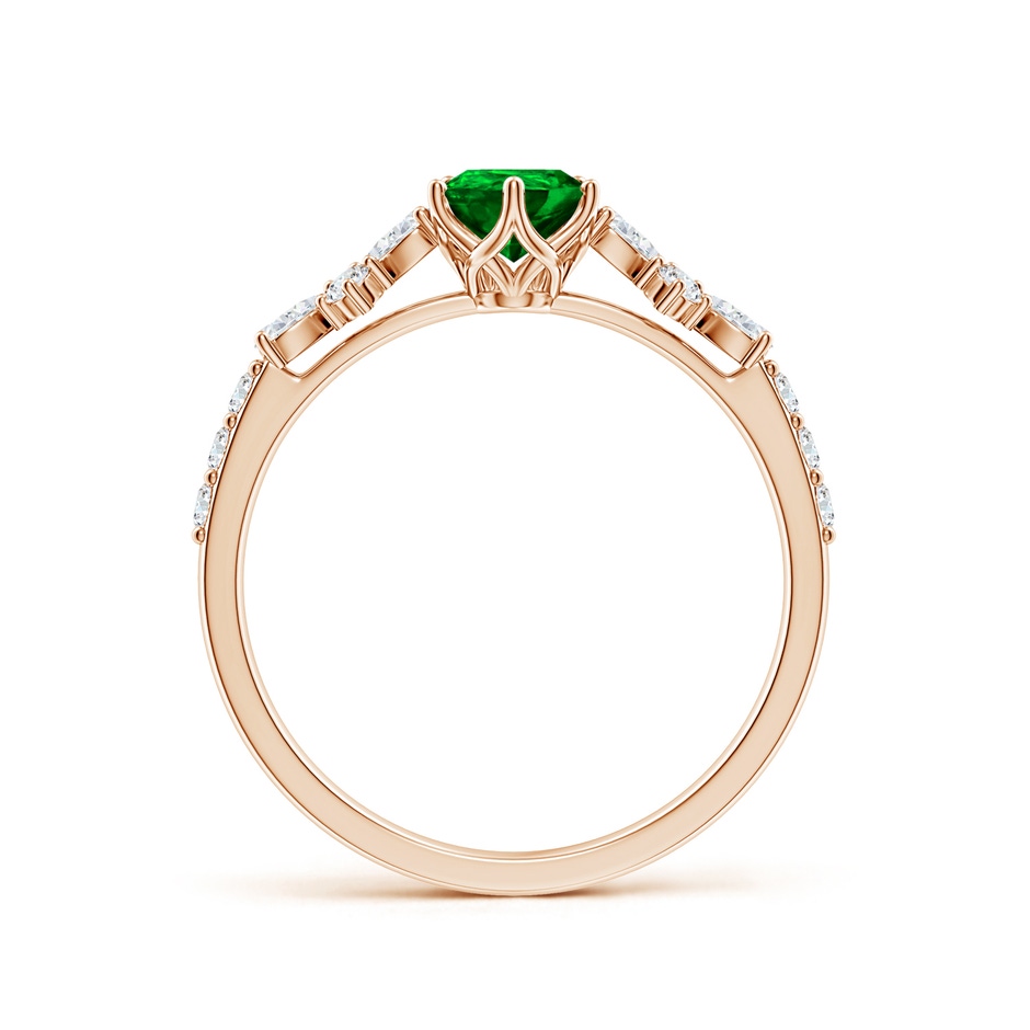 7x5mm AAAA Pear-Shaped Emerald Side Stone Engagement Ring with Accents in 18K Rose Gold side 199