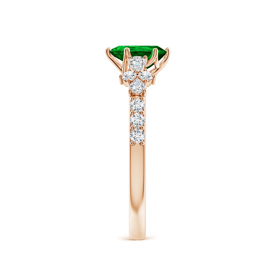 7x5mm AAAA Pear-Shaped Emerald Side Stone Engagement Ring with Accents in 18K Rose Gold side 299