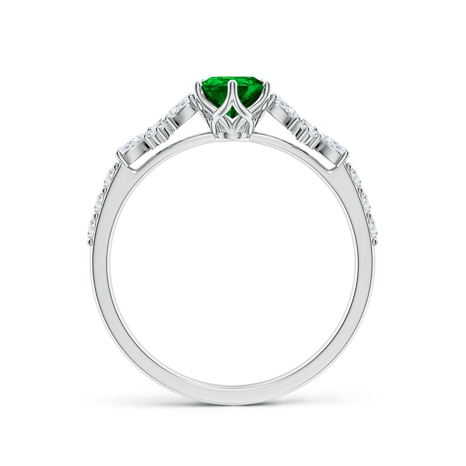7x5mm AAAA Pear-Shaped Emerald Side Stone Engagement Ring with Accents in White Gold side 199