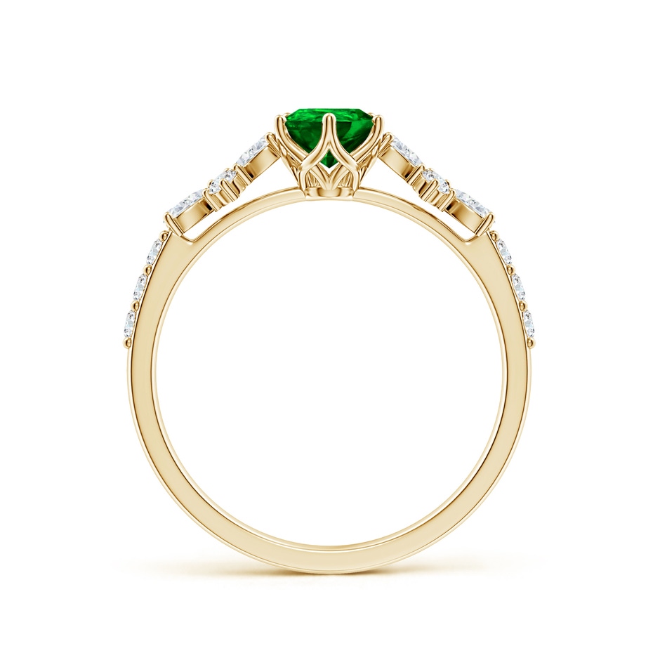 7x5mm AAAA Pear-Shaped Emerald Side Stone Engagement Ring with Accents in Yellow Gold side 199