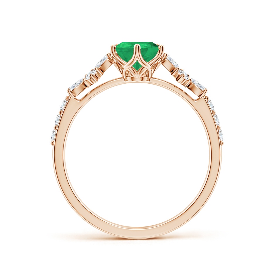 8x6mm A Pear-Shaped Emerald Side Stone Engagement Ring with Accents in Rose Gold side 199
