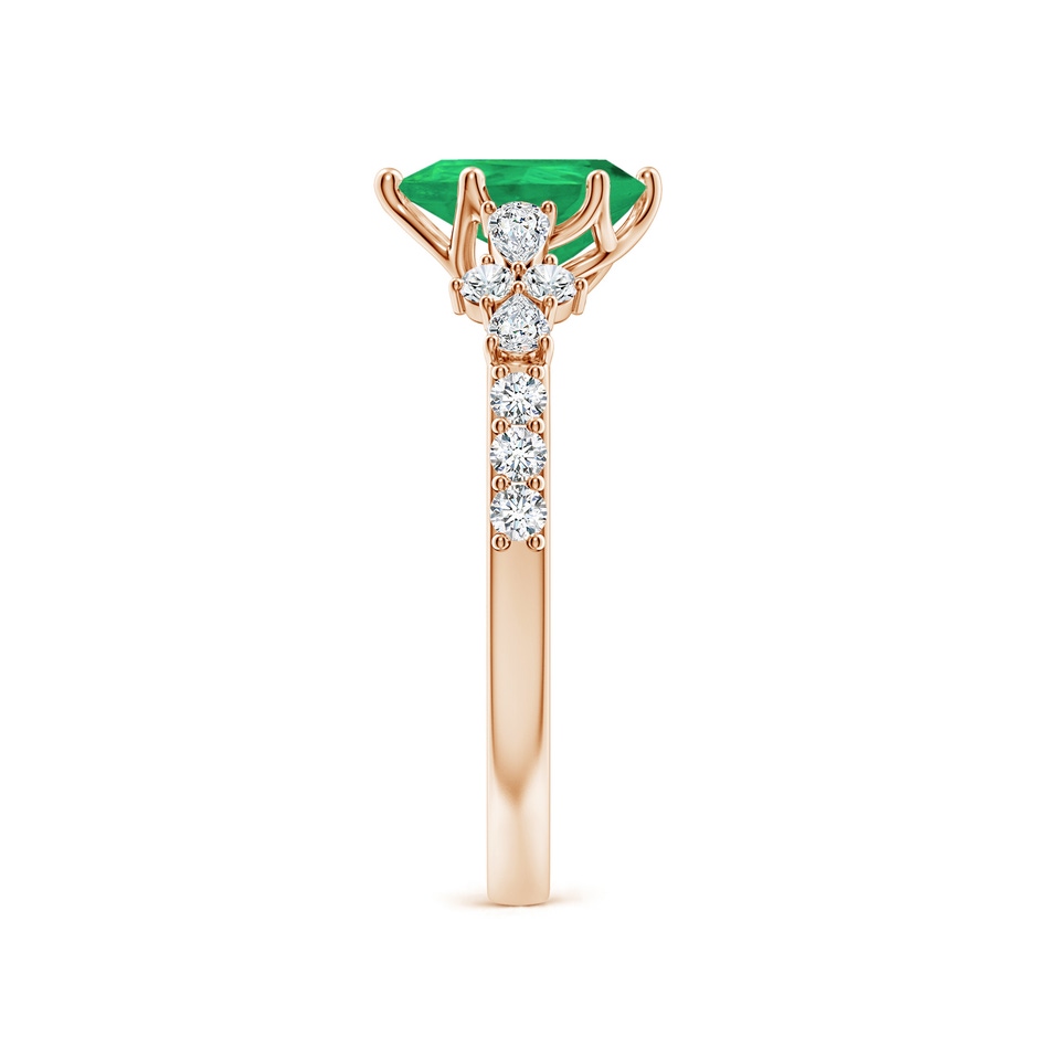8x6mm A Pear-Shaped Emerald Side Stone Engagement Ring with Accents in Rose Gold side 299