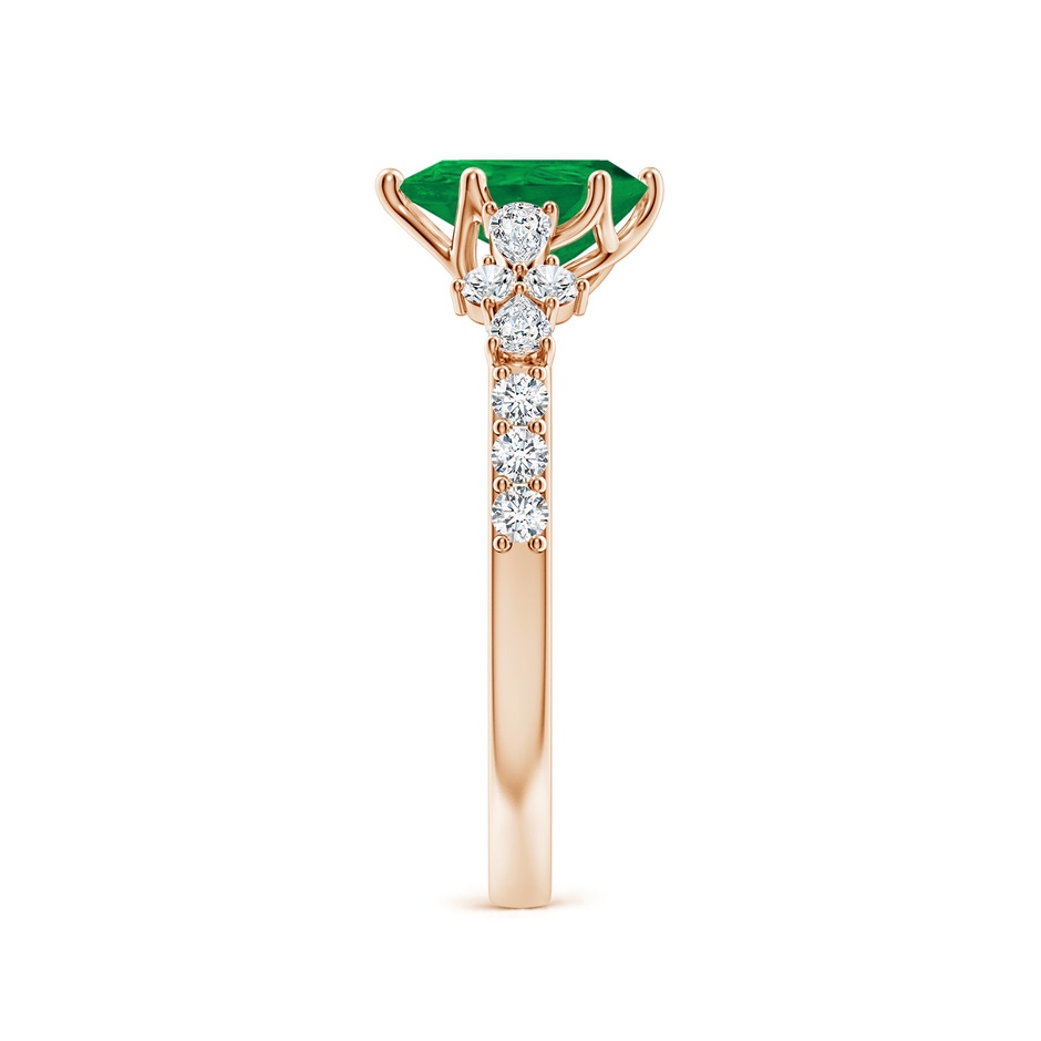 8x6mm AA Pear-Shaped Emerald Side Stone Engagement Ring with Accents in Rose Gold side 299