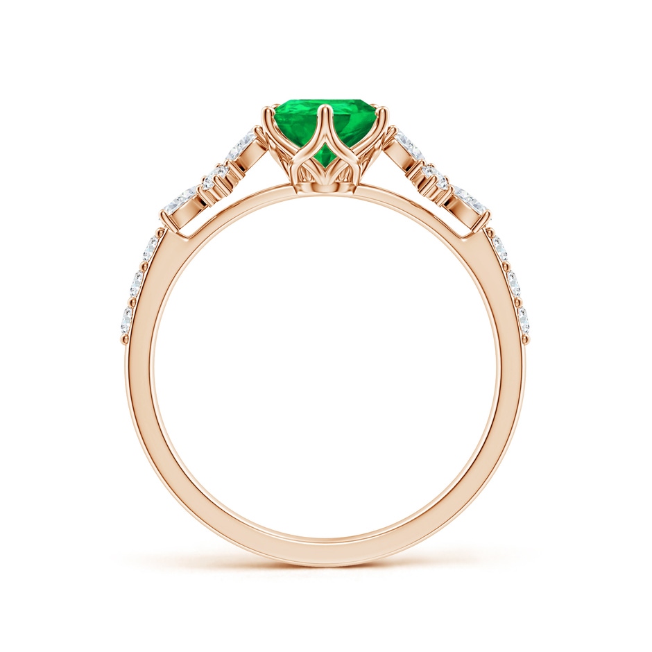 8x6mm AAA Pear-Shaped Emerald Side Stone Engagement Ring with Accents in 18K Rose Gold side 199