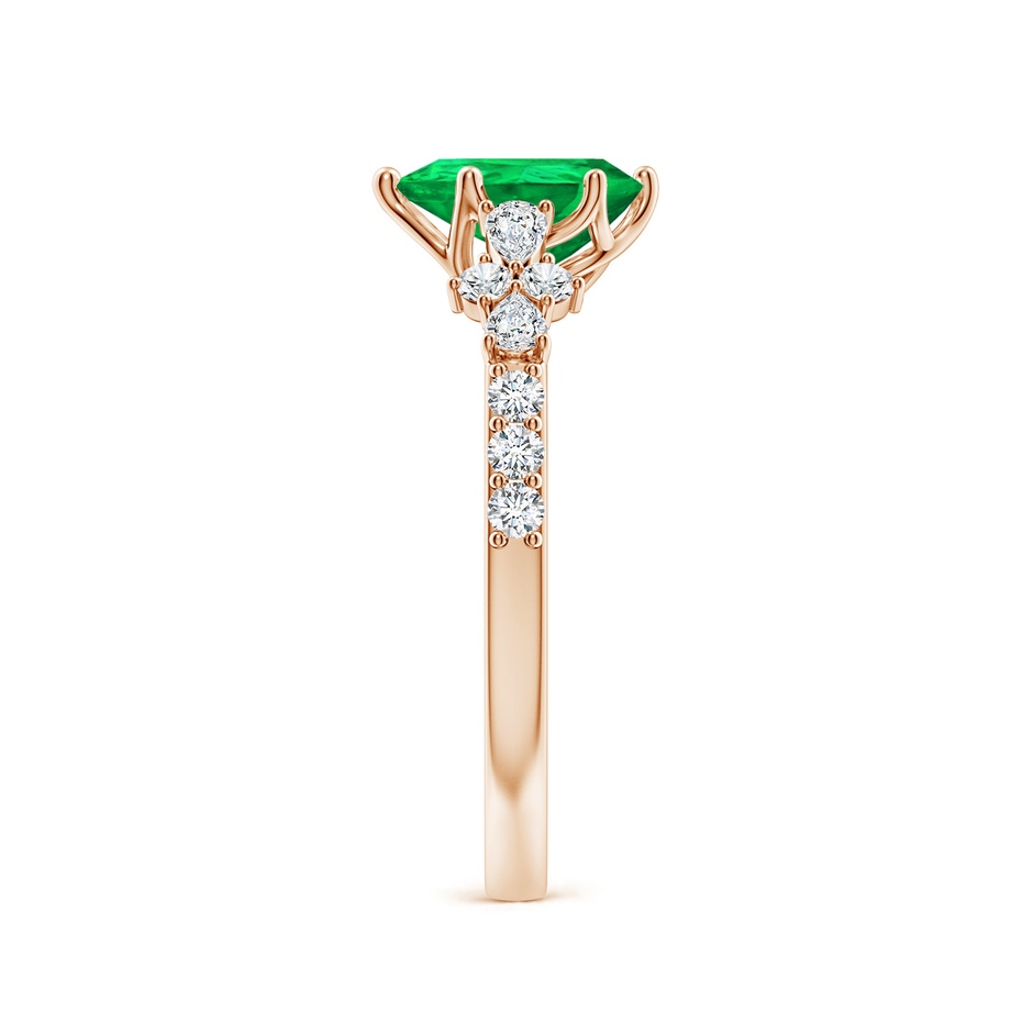 8x6mm AAA Pear-Shaped Emerald Side Stone Engagement Ring with Accents in 18K Rose Gold side 299