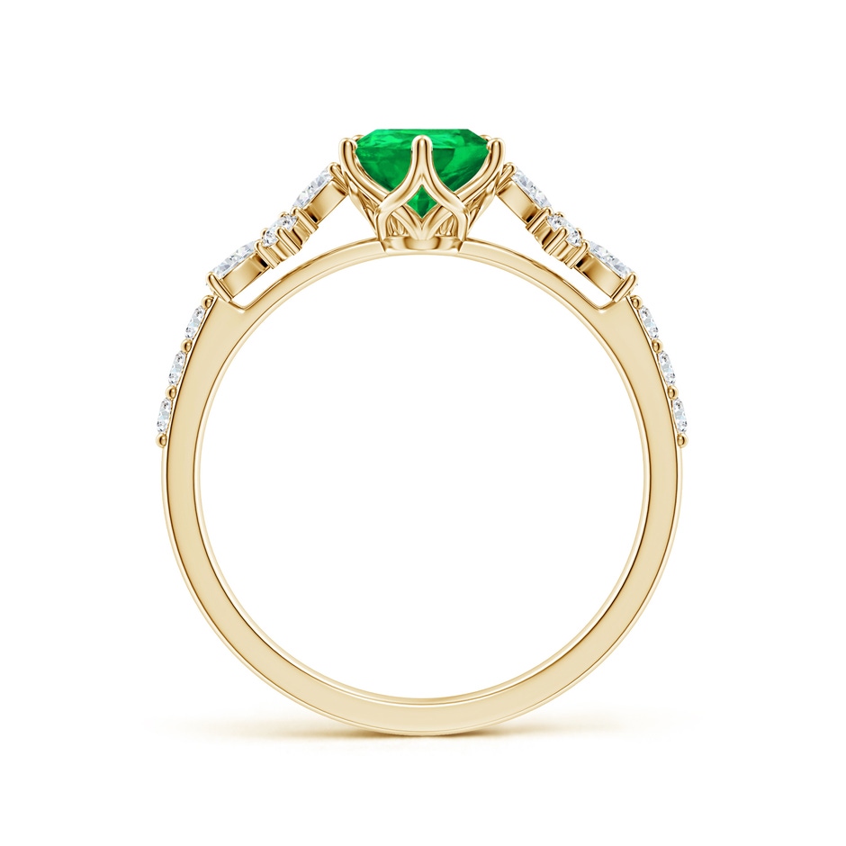 8x6mm AAA Pear-Shaped Emerald Side Stone Engagement Ring with Accents in Yellow Gold side 199