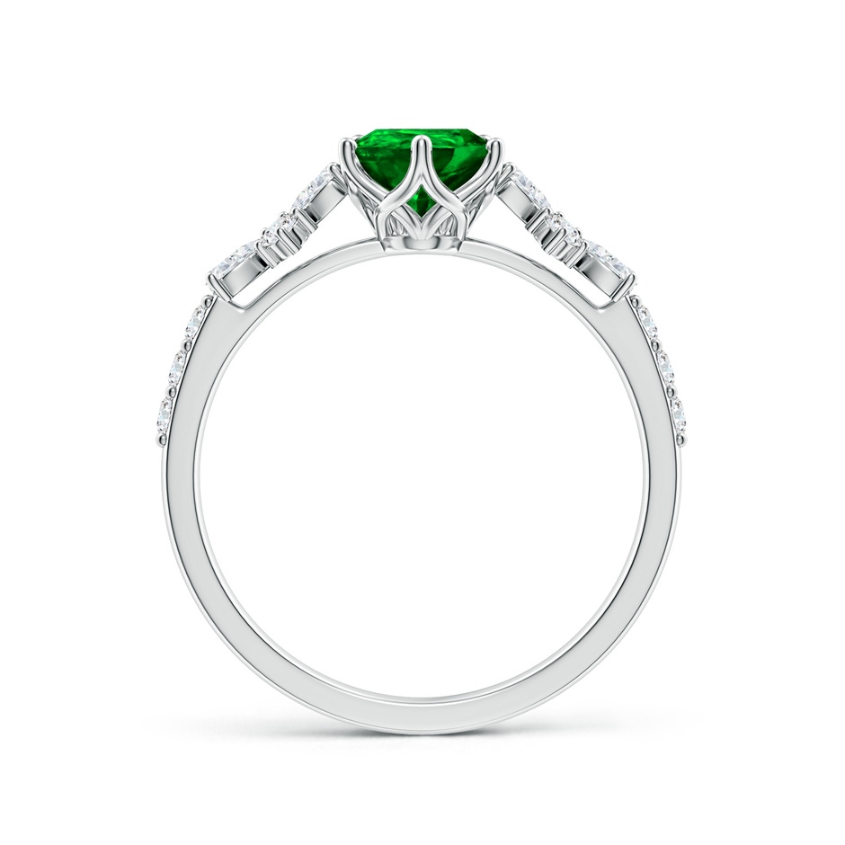 8x6mm AAAA Pear-Shaped Emerald Side Stone Engagement Ring with Accents in P950 Platinum side 199