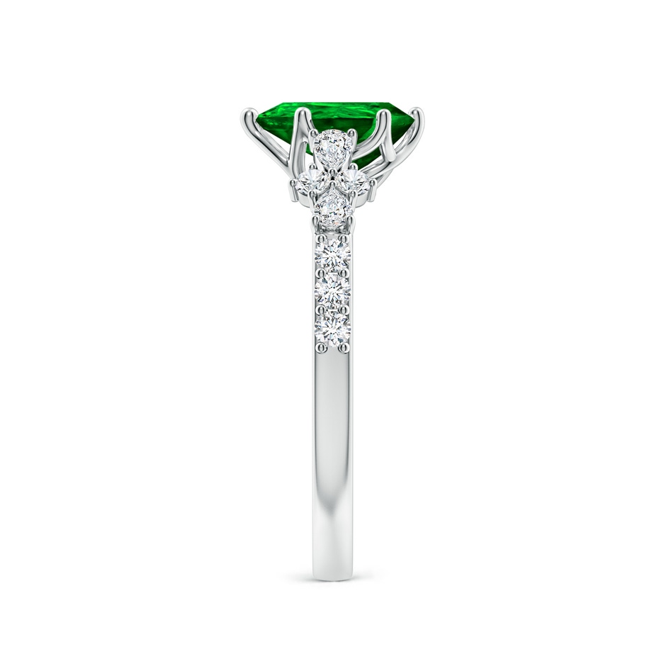 8x6mm AAAA Pear-Shaped Emerald Side Stone Engagement Ring with Accents in P950 Platinum side 299
