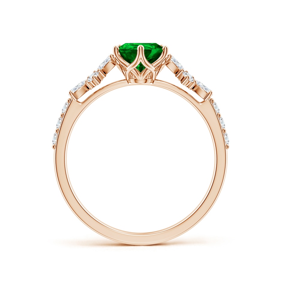 8x6mm AAAA Pear-Shaped Emerald Side Stone Engagement Ring with Accents in Rose Gold side 199