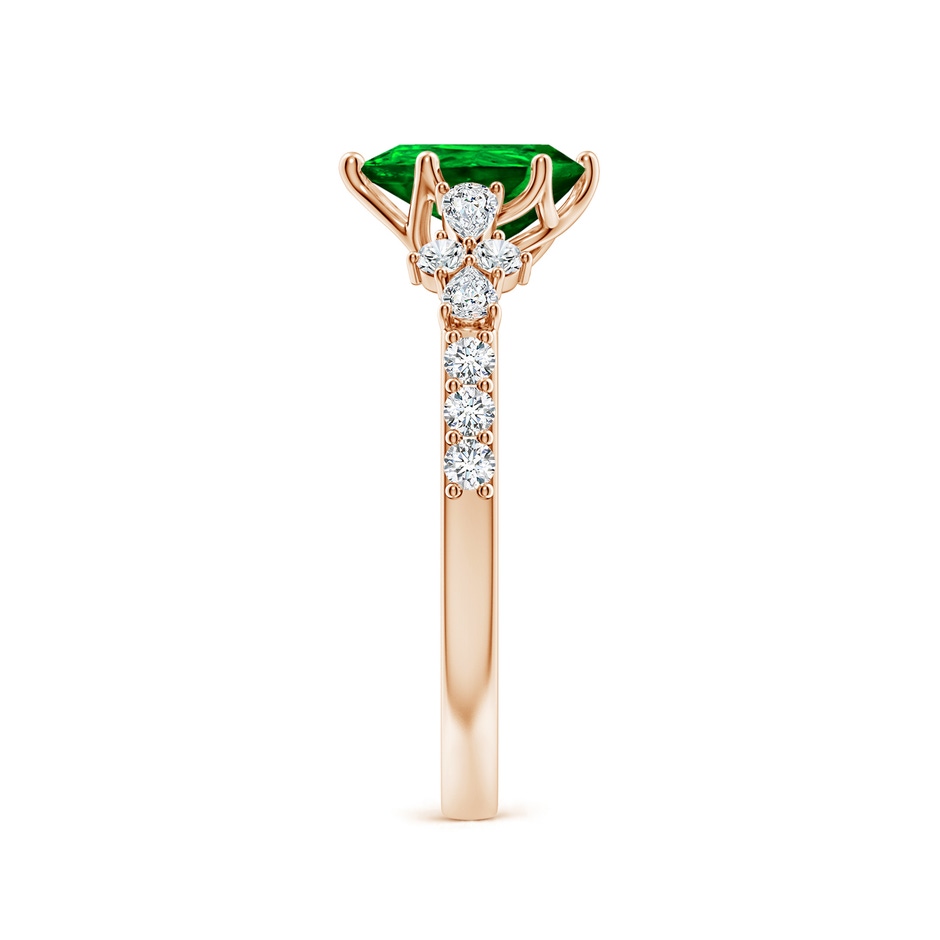 8x6mm AAAA Pear-Shaped Emerald Side Stone Engagement Ring with Accents in Rose Gold side 299