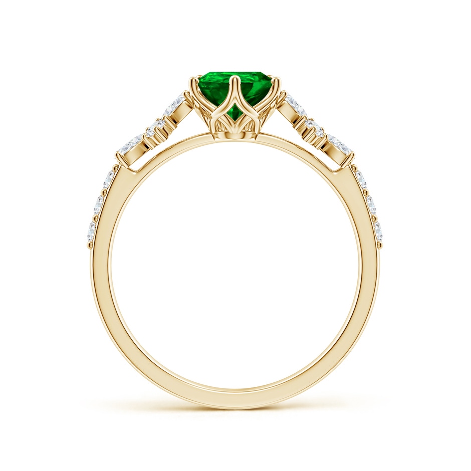 8x6mm AAAA Pear-Shaped Emerald Side Stone Engagement Ring with Accents in Yellow Gold side 199