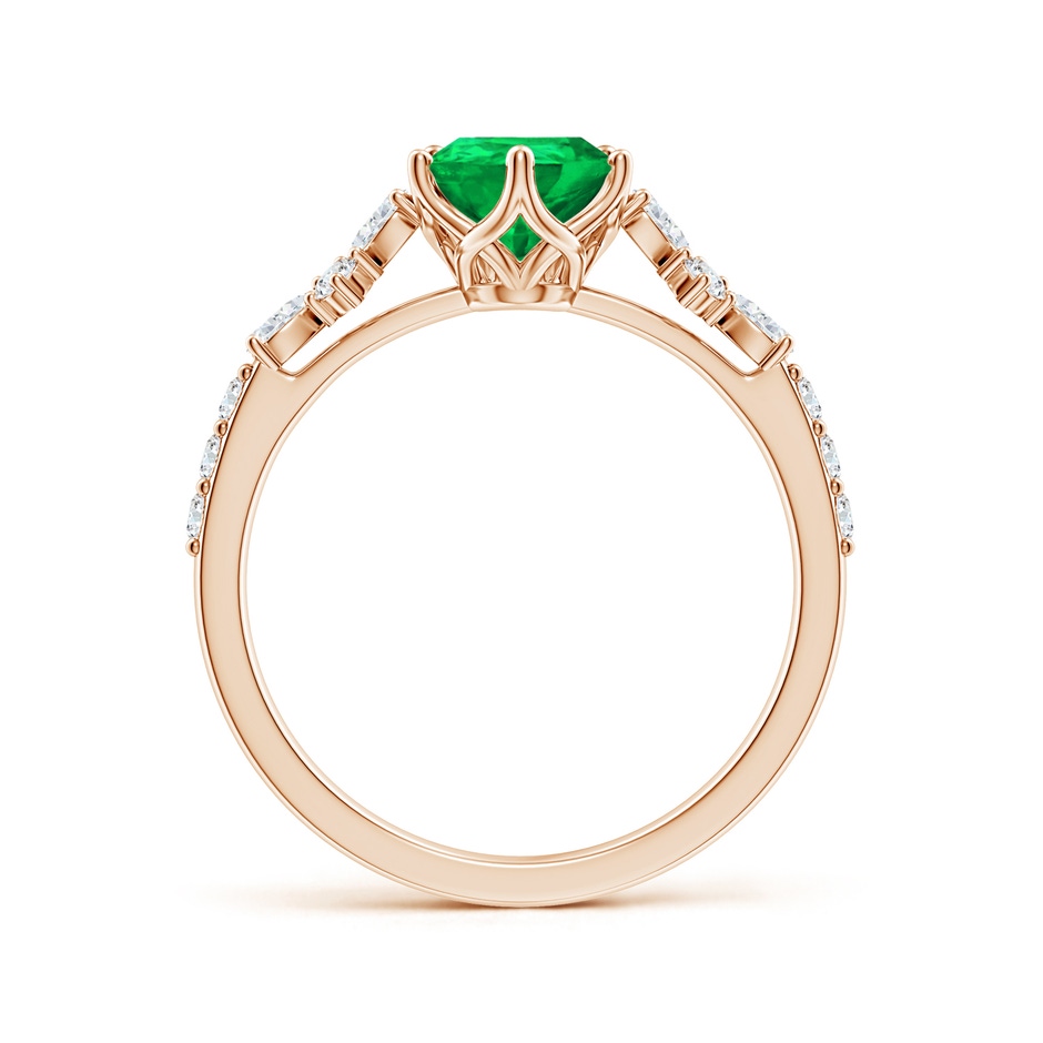 9x7mm AAA Pear-Shaped Emerald Side Stone Engagement Ring with Accents in 18K Rose Gold side 199