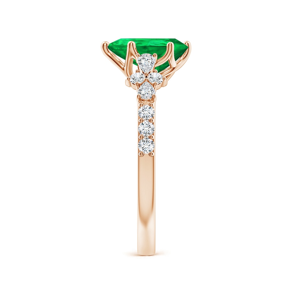 9x7mm AAA Pear-Shaped Emerald Side Stone Engagement Ring with Accents in 18K Rose Gold side 299