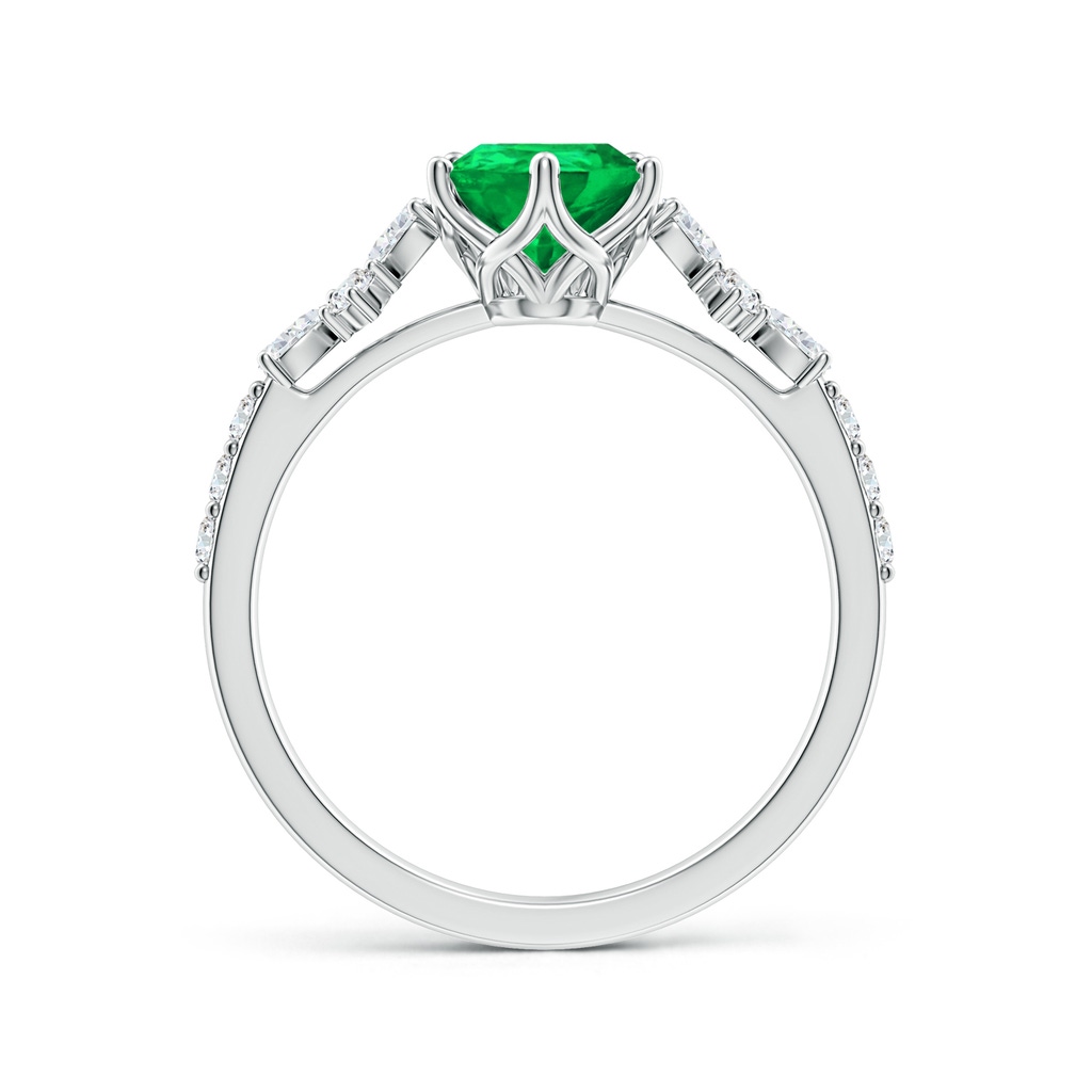 9x7mm AAA Pear-Shaped Emerald Side Stone Engagement Ring with Accents in White Gold - side 199