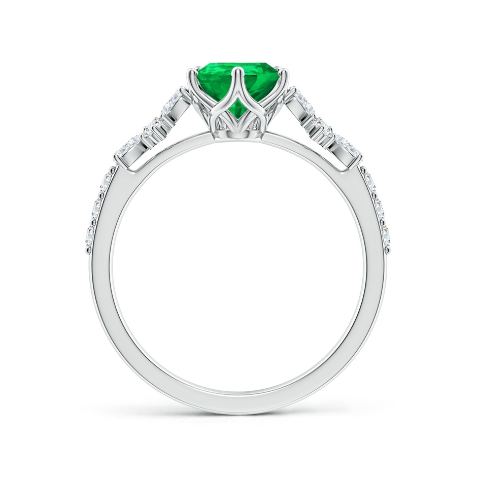 9x7mm AAA Pear-Shaped Emerald Side Stone Engagement Ring with Accents in White Gold side 199