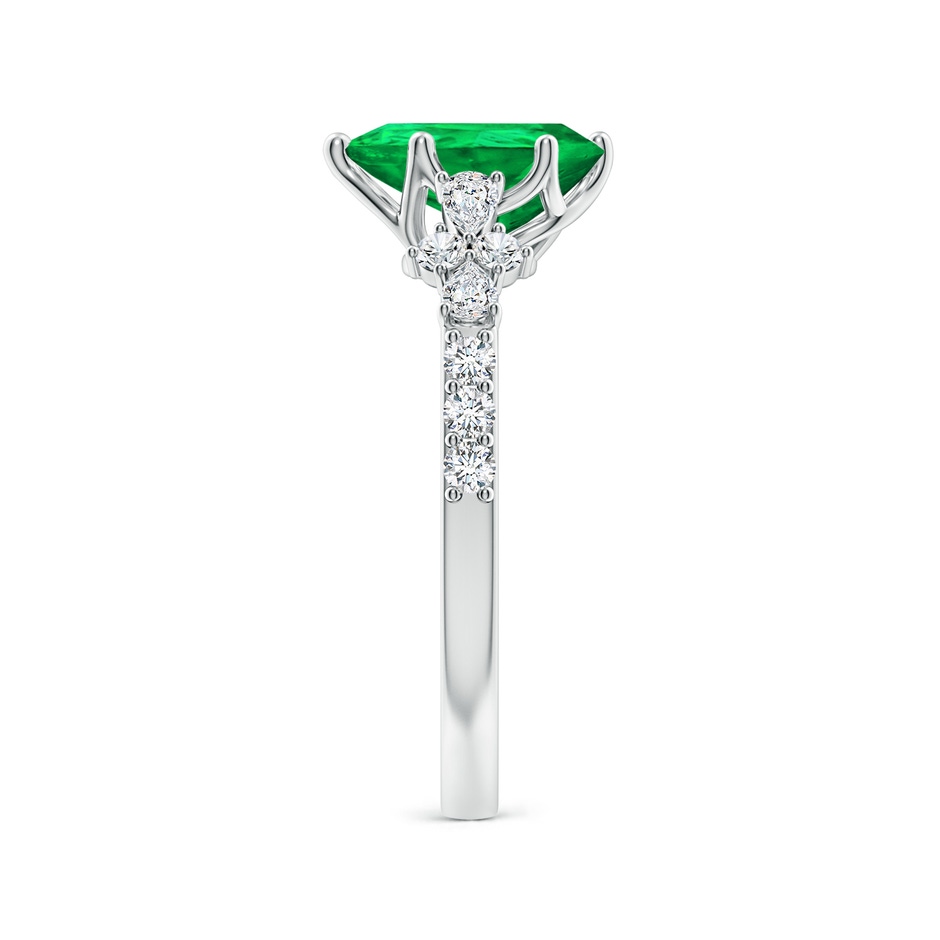 9x7mm AAA Pear-Shaped Emerald Side Stone Engagement Ring with Accents in White Gold side 299