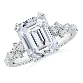 10x7mm HSI2 Cushion Rectangular Diamond Side Stone Engagement Ring with Accents in P950 Platinum