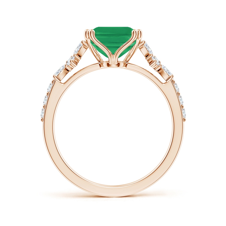 10x8mm A Cushion Rectangular Emerald Side Stone Engagement Ring with Accents in Rose Gold side 199
