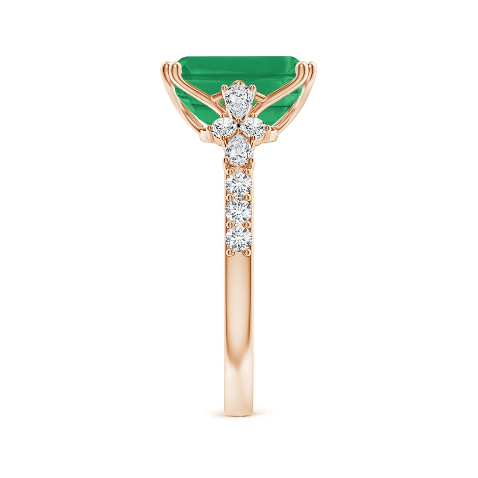 10x8mm A Cushion Rectangular Emerald Side Stone Engagement Ring with Accents in Rose Gold side 299