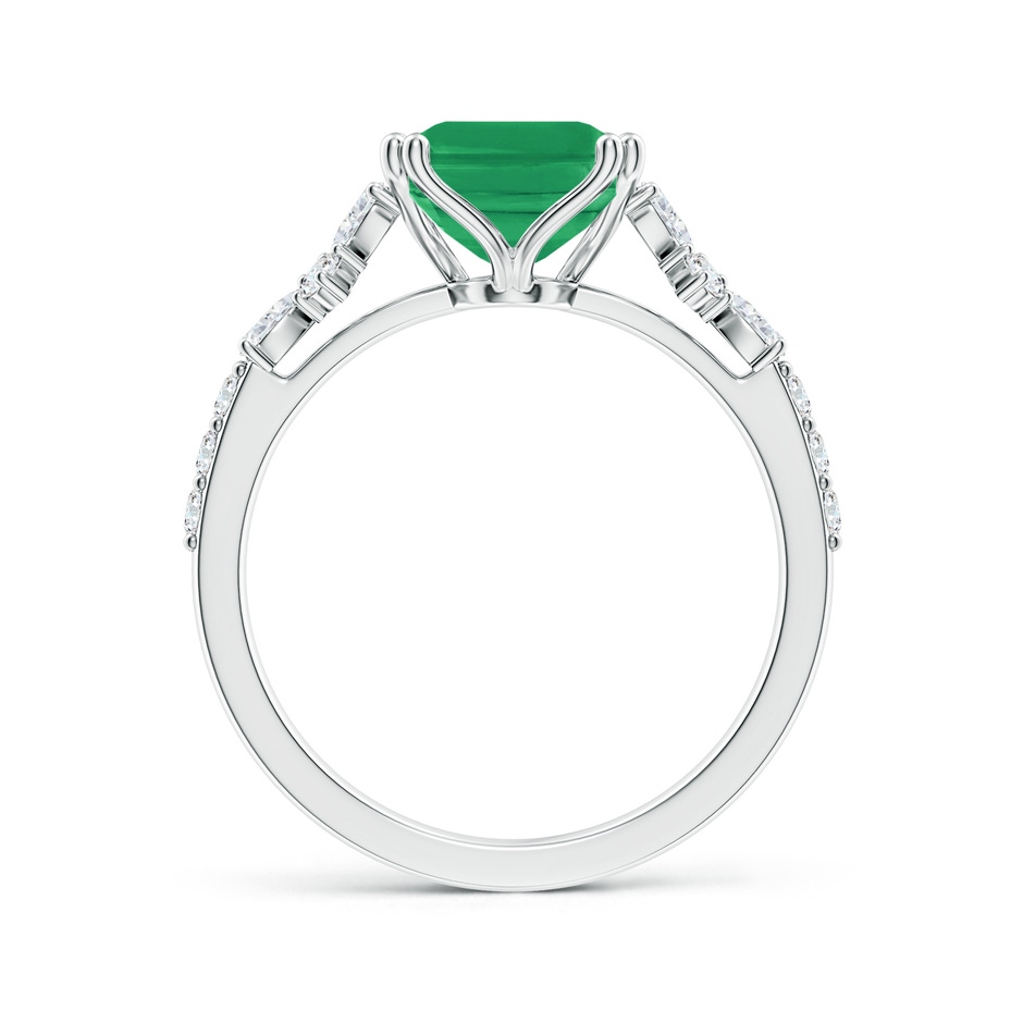 10x8mm A Cushion Rectangular Emerald Side Stone Engagement Ring with Accents in White Gold side 199