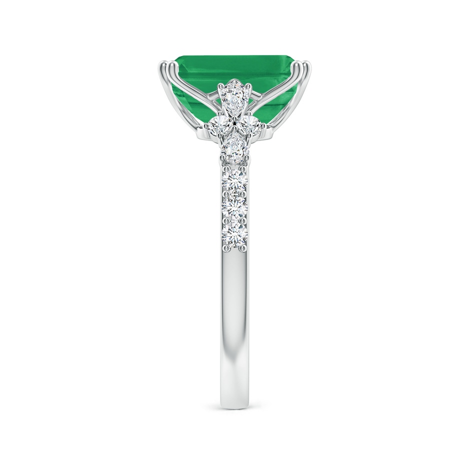 10x8mm A Cushion Rectangular Emerald Side Stone Engagement Ring with Accents in White Gold side 299