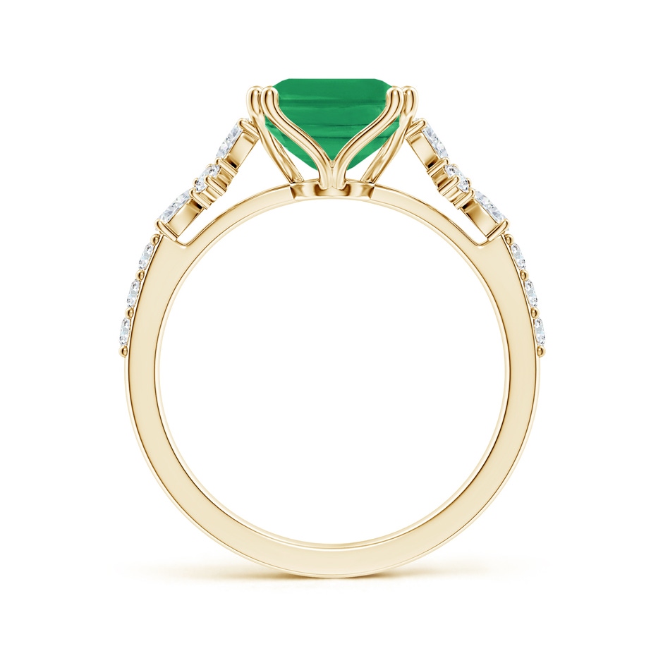 10x8mm A Cushion Rectangular Emerald Side Stone Engagement Ring with Accents in Yellow Gold side 199
