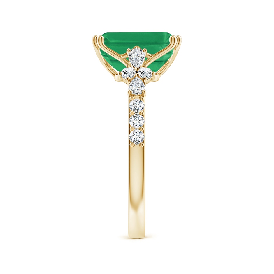 10x8mm A Cushion Rectangular Emerald Side Stone Engagement Ring with Accents in Yellow Gold side 299