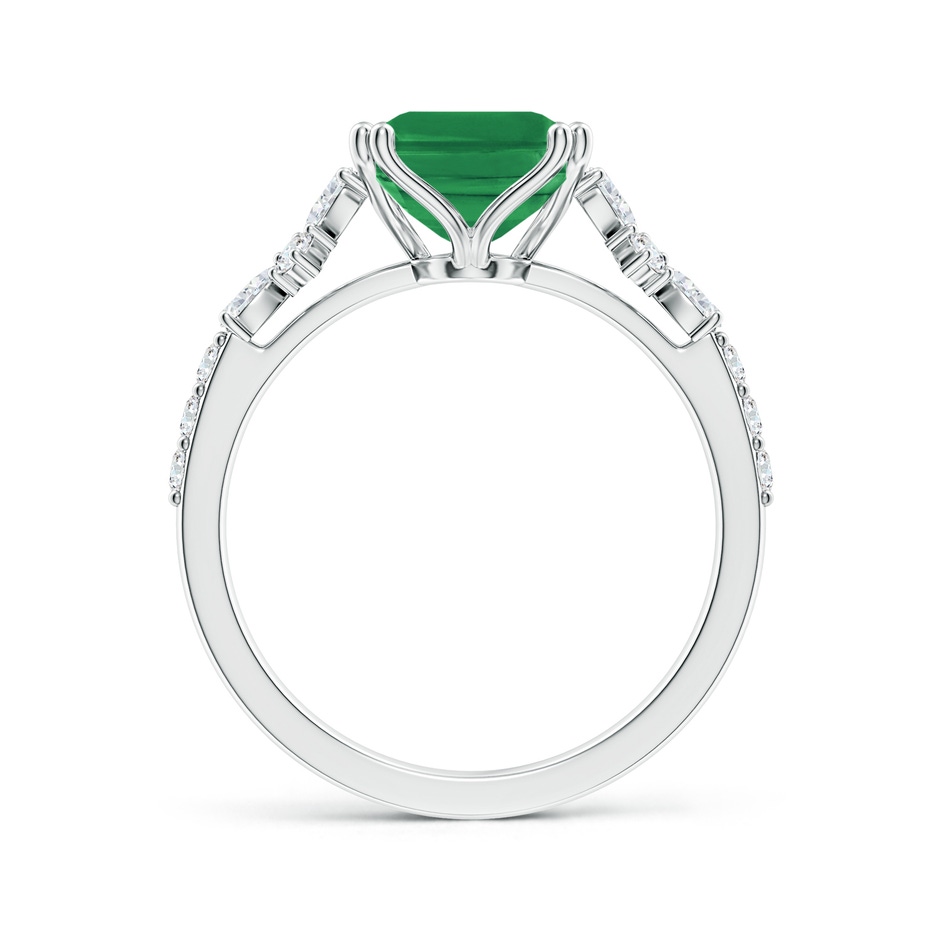 10x8mm AA Cushion Rectangular Emerald Side Stone Engagement Ring with Accents in P950 Platinum side 199