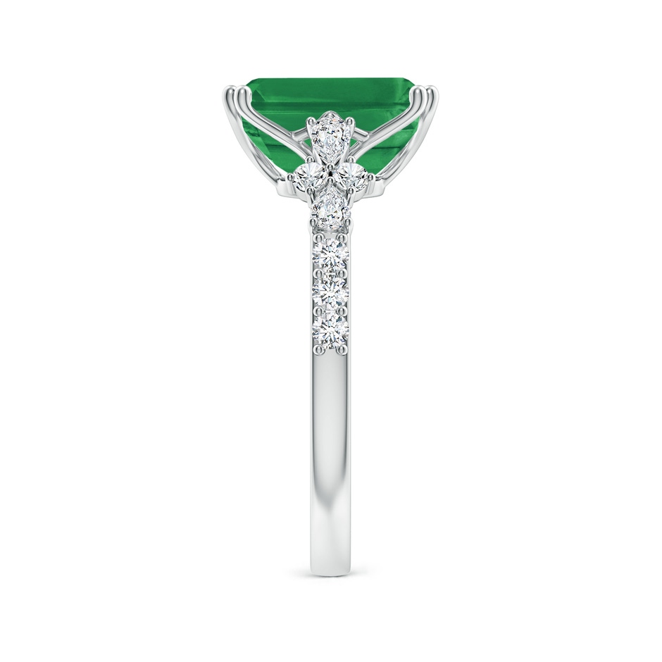 10x8mm AA Cushion Rectangular Emerald Side Stone Engagement Ring with Accents in White Gold side 299