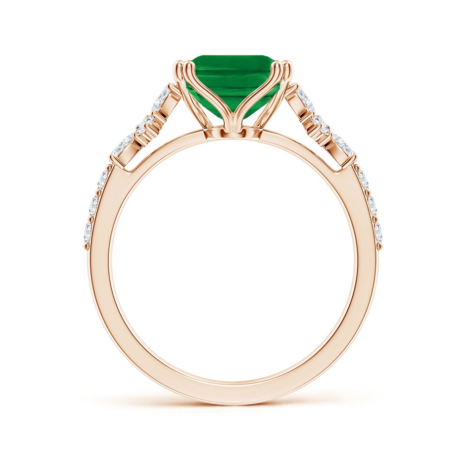 10x8mm AAA Cushion Rectangular Emerald Side Stone Engagement Ring with Accents in Rose Gold side 199