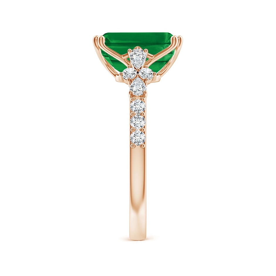 10x8mm AAA Cushion Rectangular Emerald Side Stone Engagement Ring with Accents in Rose Gold side 299
