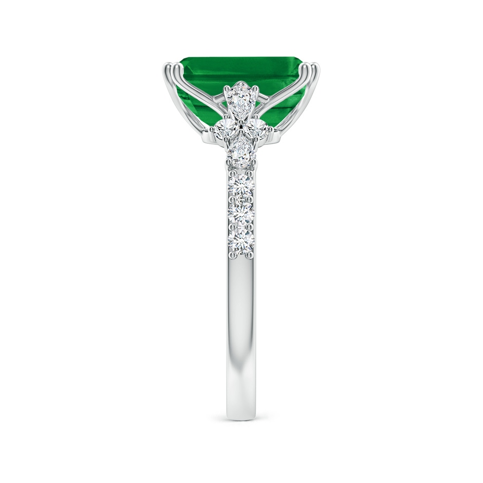 10x8mm AAA Cushion Rectangular Emerald Side Stone Engagement Ring with Accents in White Gold side 299
