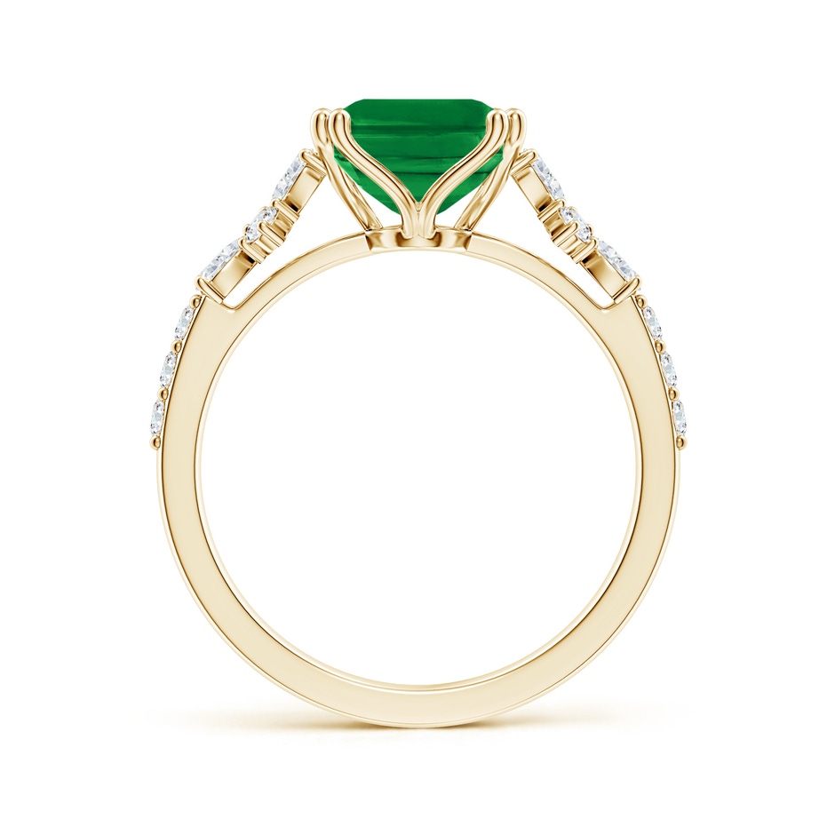 10x8mm AAA Cushion Rectangular Emerald Side Stone Engagement Ring with Accents in Yellow Gold side 199