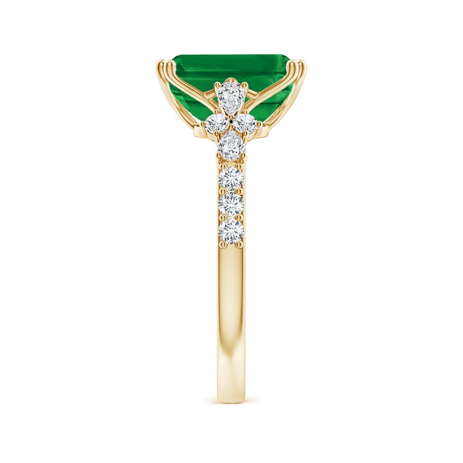 10x8mm AAA Cushion Rectangular Emerald Side Stone Engagement Ring with Accents in Yellow Gold side 299