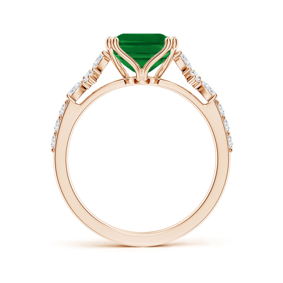 10x8mm AAAA Cushion Rectangular Emerald Side Stone Engagement Ring with Accents in 18K Rose Gold side 199