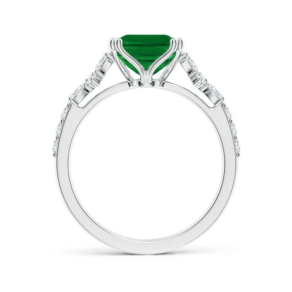 10x8mm AAAA Cushion Rectangular Emerald Side Stone Engagement Ring with Accents in P950 Platinum side 199