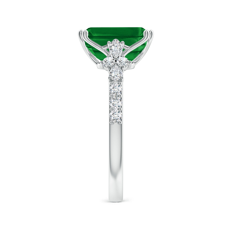 10x8mm AAAA Cushion Rectangular Emerald Side Stone Engagement Ring with Accents in P950 Platinum side 299
